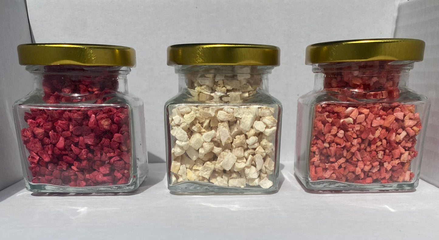 Freeze dried fruit sample trio