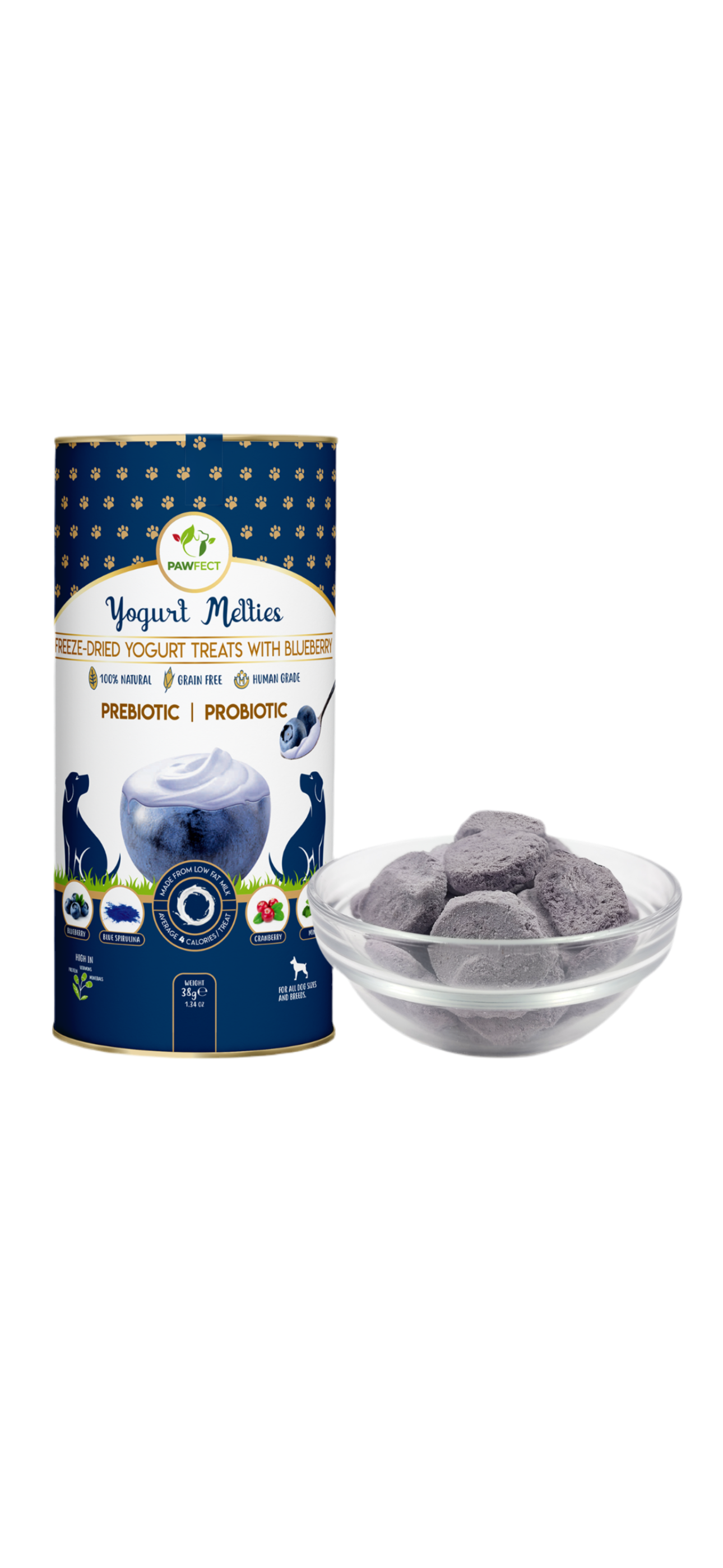 Yogurt Melties With Blueberries, Blue Spirulina, Cranberries & Mint